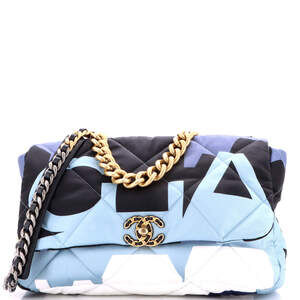 Chanel 19 Flap Bag Quilted Printed Silk #225916C42B